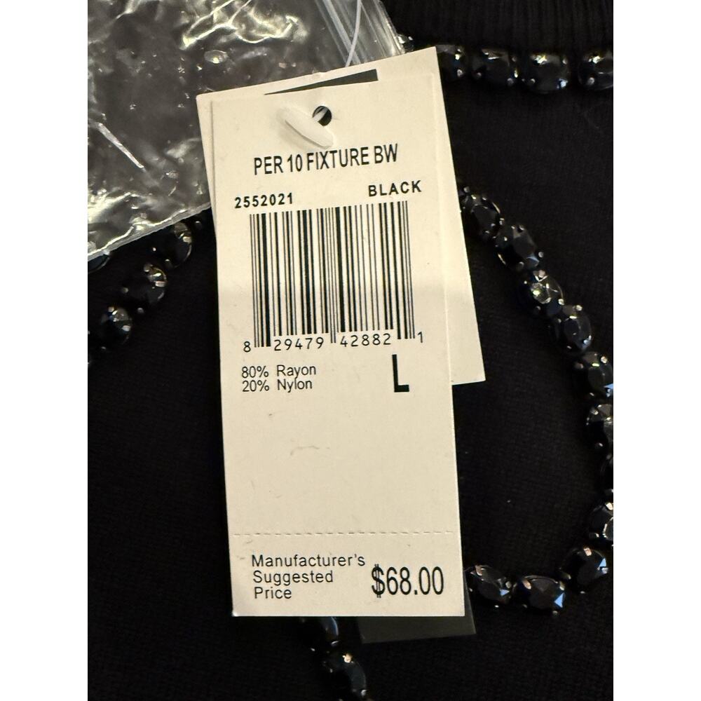 Chelsea & Theodore Womens Black Bow Tie Fixture Short Sleeve Shirt L NWT $68 - Picture 6 of 8